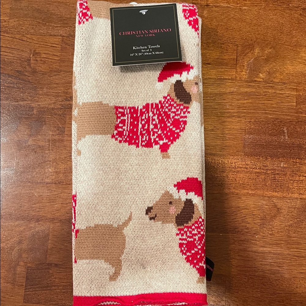 Christian Siriano Red and Tan Dachshund Towel